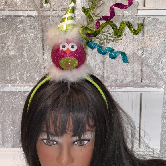 Christmas Lime Green DoDo Bird Headband. Adult Christmas Headband, Christmas Top - Picture 3 of 16